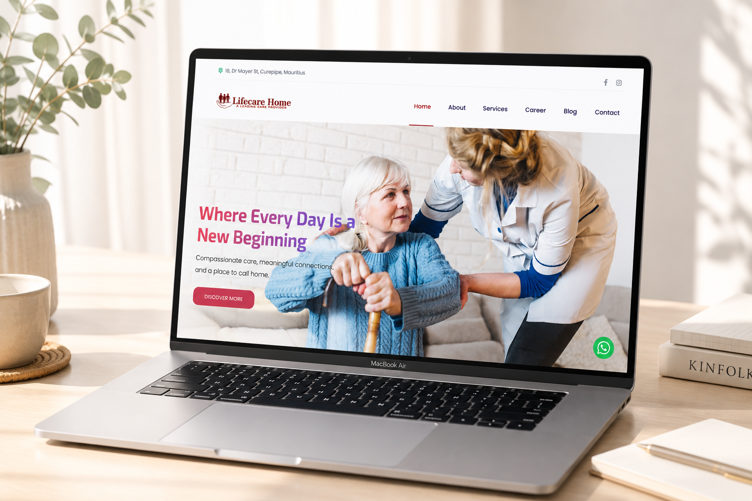 Lifecare Home website homepage designed and built by Webmate
