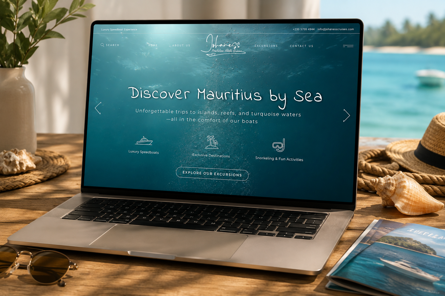 Johaness Cruises website homepage designed and built by Webmate