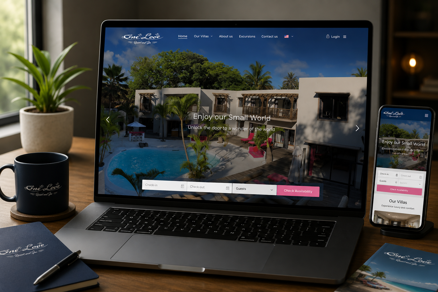 One Love Villas website homepage designed and built by Webmate