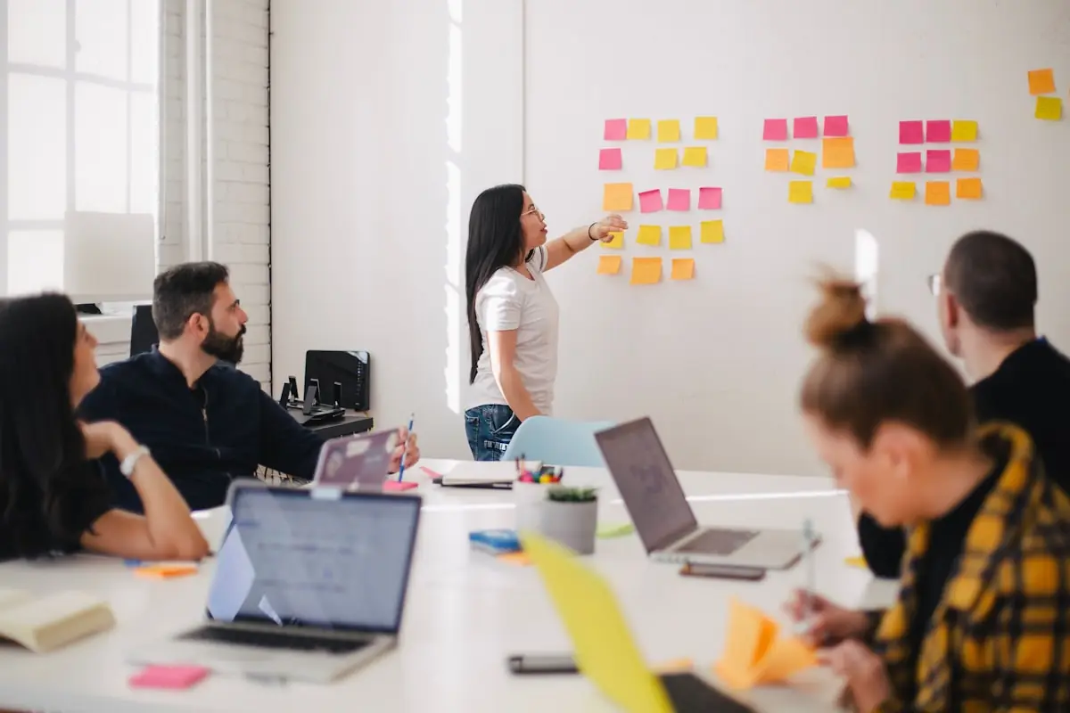 Team working with a custom CRM dashboard